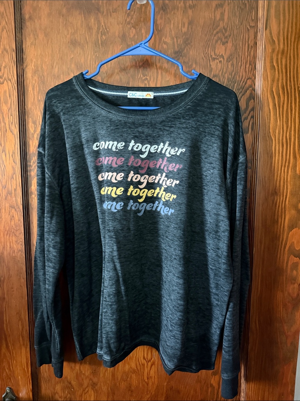 C&C California Charcoal Long Sleeve 'Come Together' Script Tee
